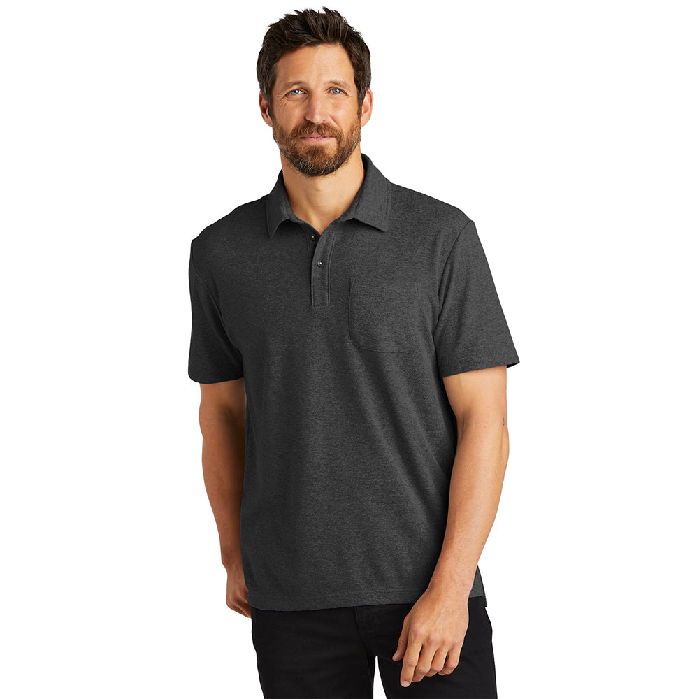 Port Authority C-FREE Cotton Blend Pique Pocket Embroidered Polo - Dark Green Heather