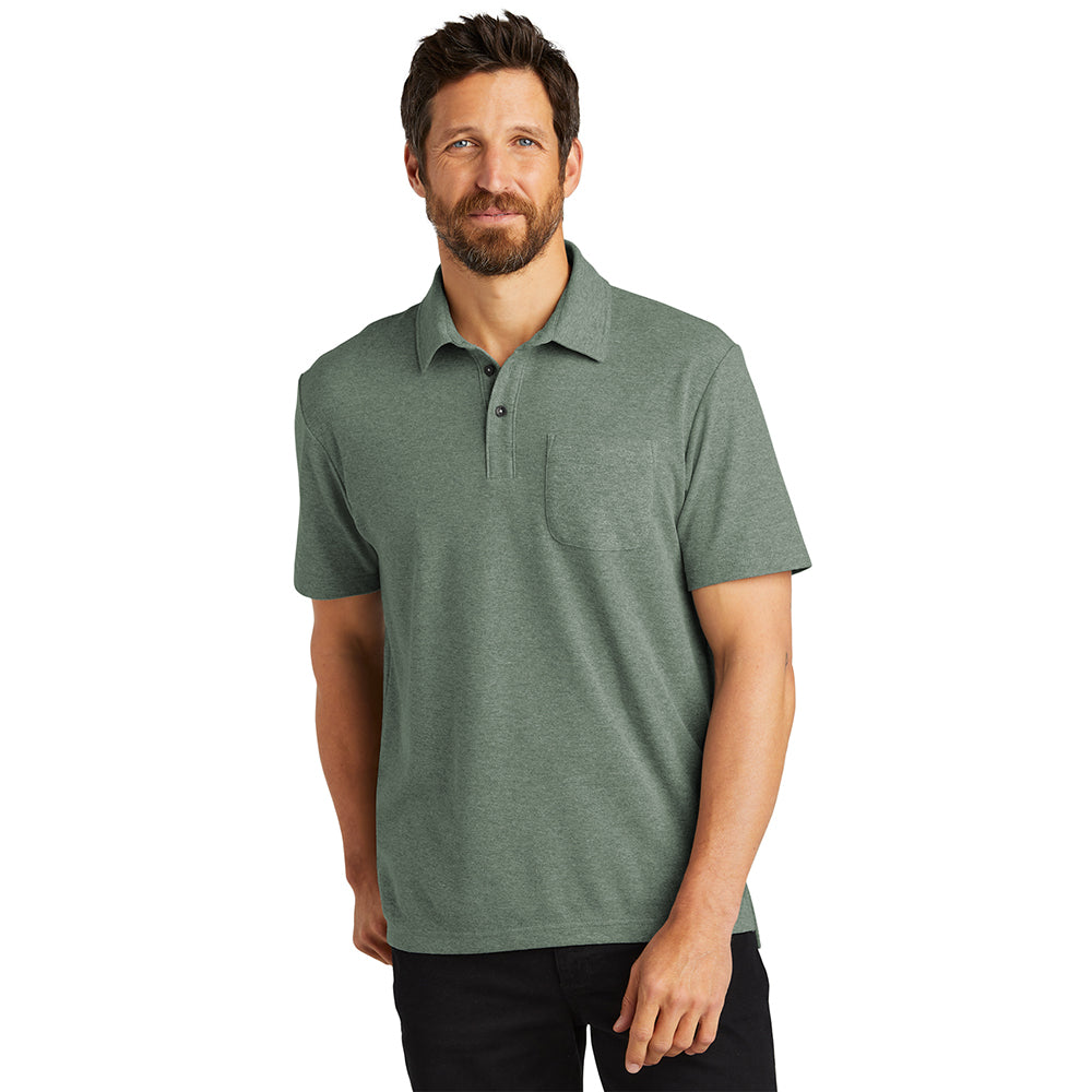 Port Authority C-FREE Cotton Blend Pique Pocket Embroidered Polo - Deep Smoke Grey Heather (PMS COOL GRAY 9C)