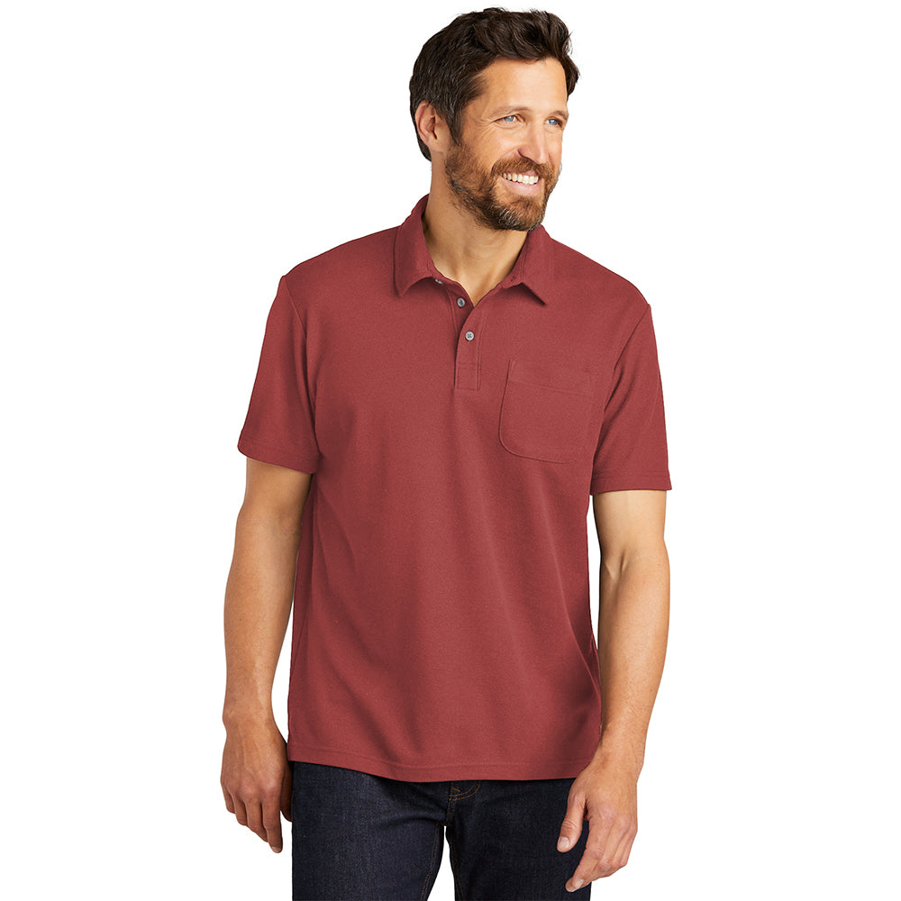 Port Authority C-FREE Cotton Blend Pique Pocket Embroidered Polo - Navy Blue Heather (PMS 2379C)