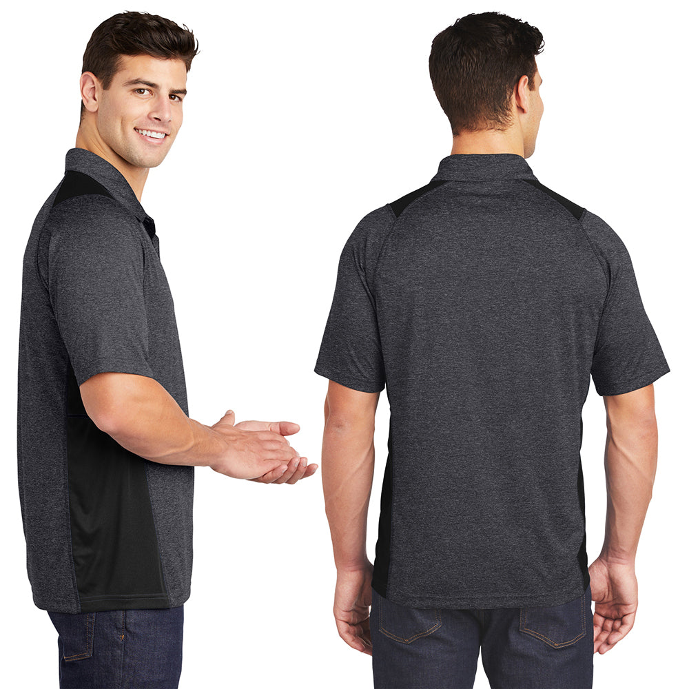 Sport-Tek Heather Colorblock Contender Embroidered Polo - Graphite Grey Heather/True Red