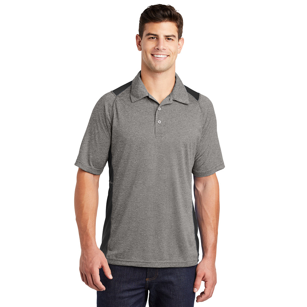 Sport-Tek Heather Colorblock Contender Embroidered Polo - Vintage Heather Grey/Purple