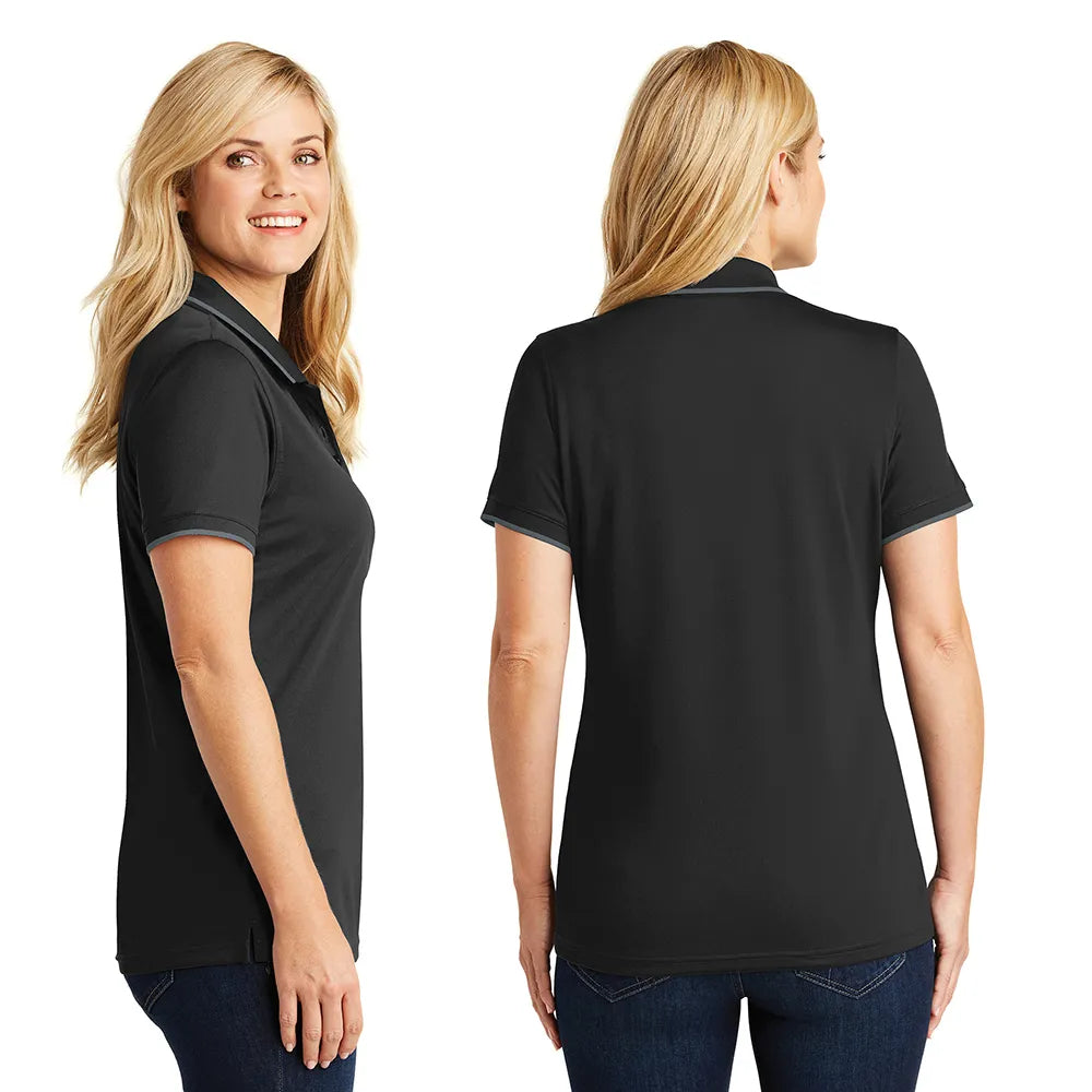 Port Authority Women's Dry Zone UV Micro-Mesh Tipped Embroidered Polo - Rich Red/Deep Black (PMS 207C)