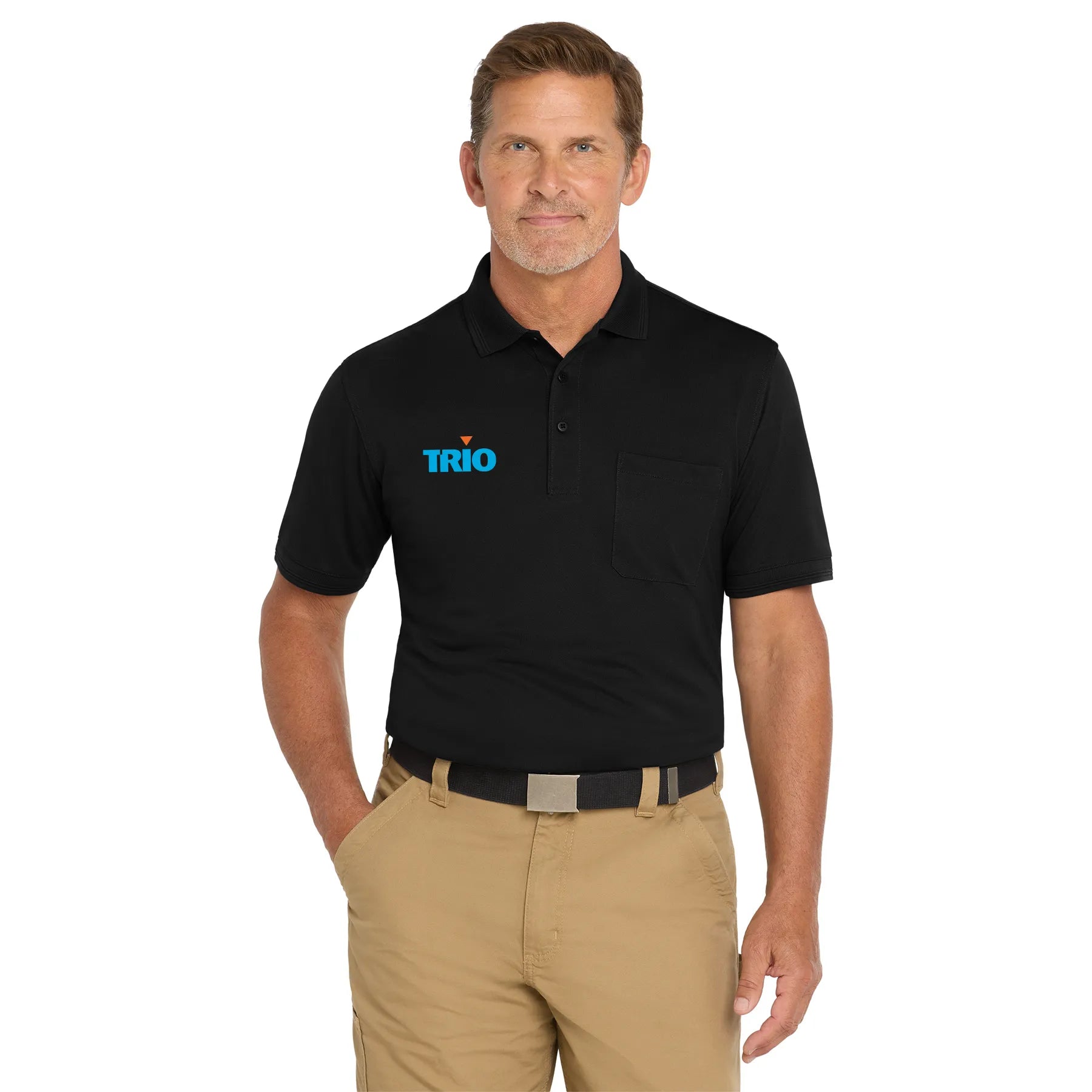CornerStone Industrial Snag-Proof Pique Pocket Embroidered Polo - Black