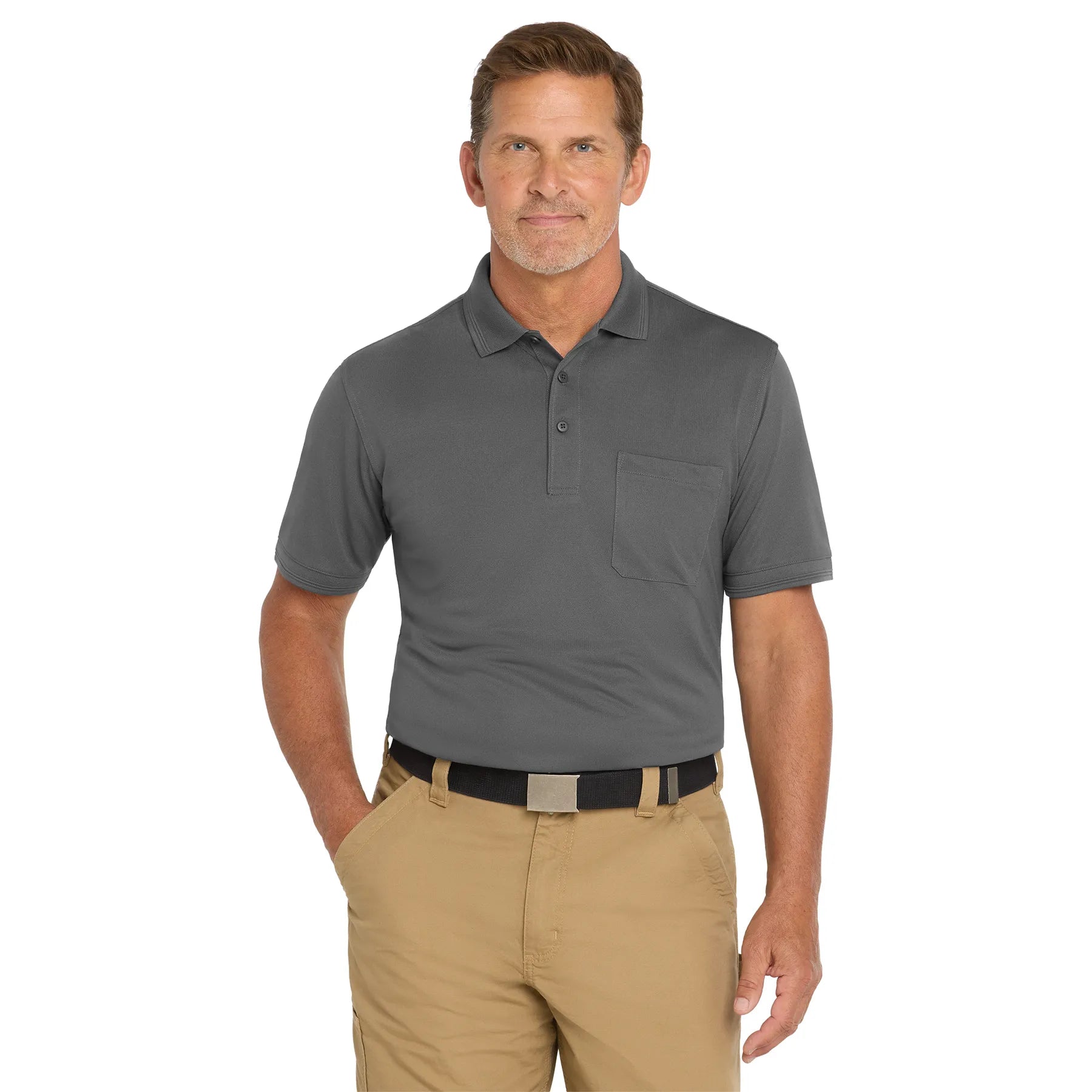 CornerStone Industrial Snag-Proof Pique Pocket Embroidered Polo - Light Grey (PMS COOL GRAY 6C)