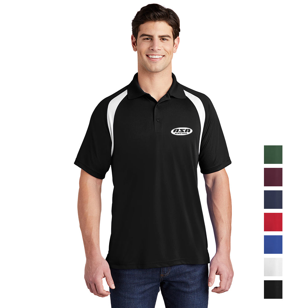 Sport-Tek Dry Zone Colorblock Raglan Embroidered Polo - Black/White