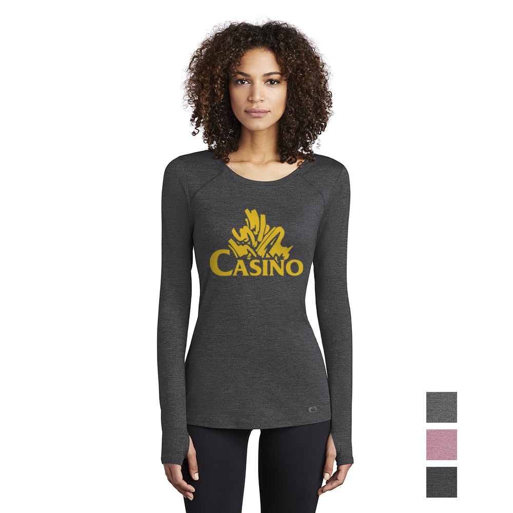 OGIO Women's Force Long Sleeve Tee Decorated - Blacktop Black Heather