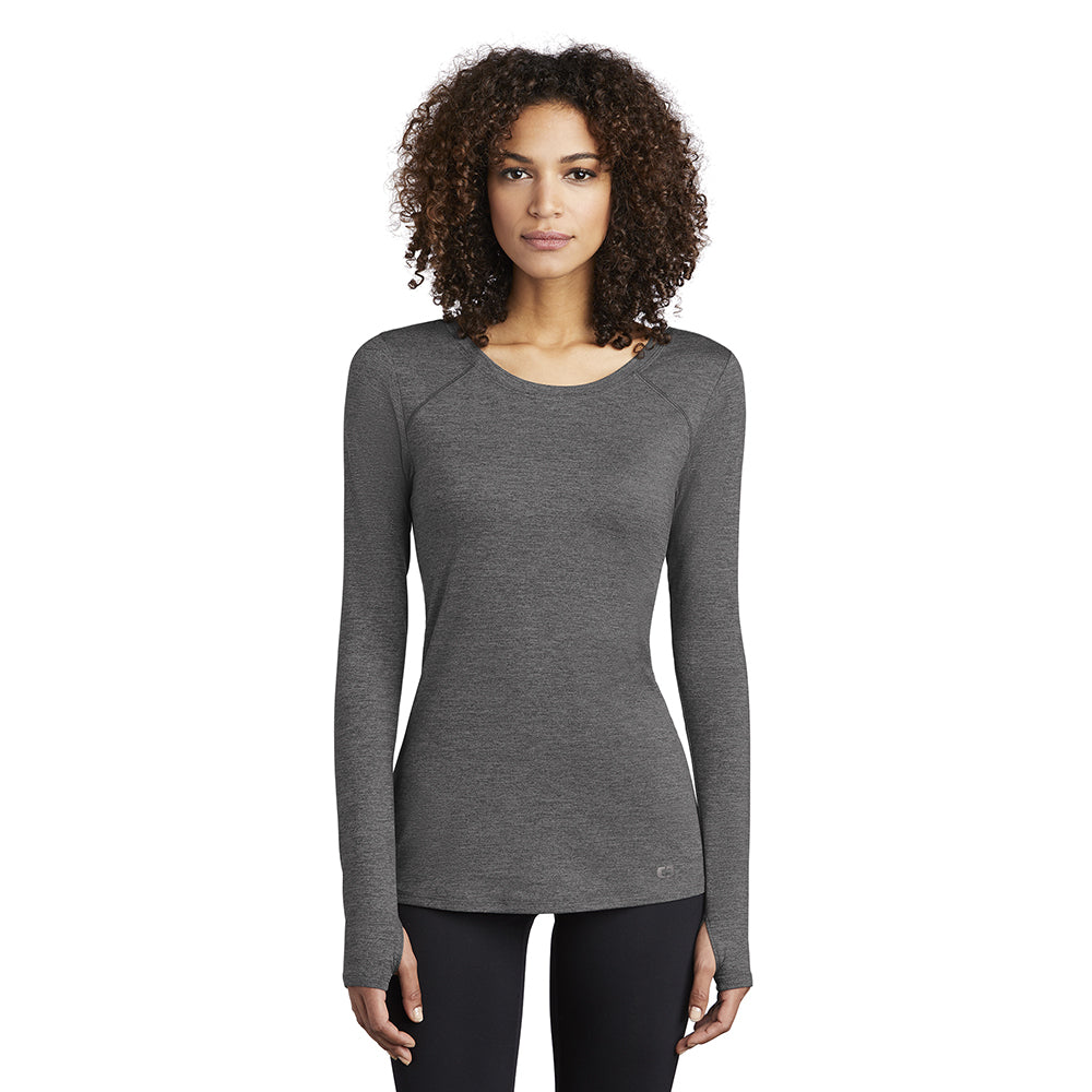 OGIO Women's Force Long Sleeve Tee Decorated - Gear Grey Heather