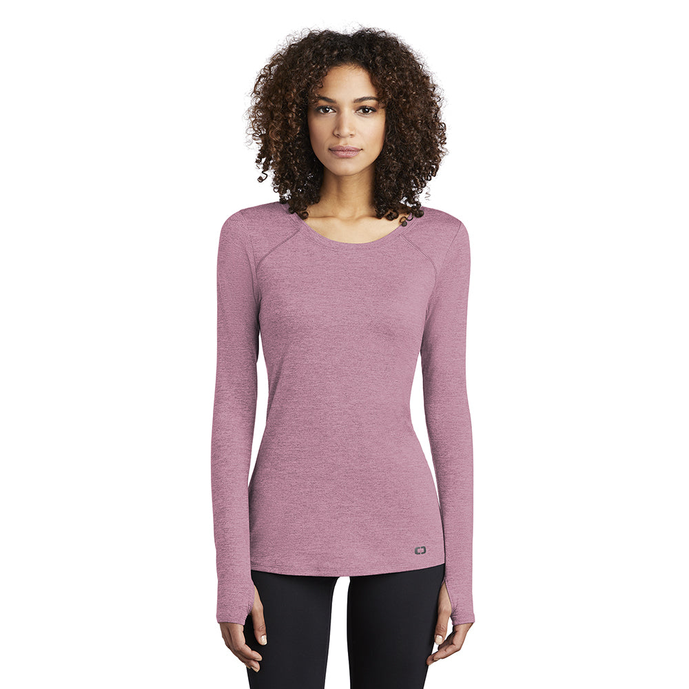 OGIO Women's Force Long Sleeve Tee Decorated - Lilac Purple Heather