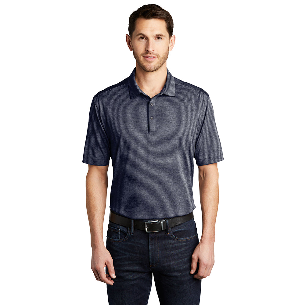 Port Authority Shadow Stripe Embroidered Polo - Shadow Grey