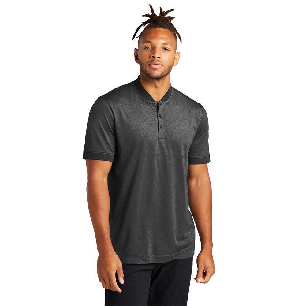 Mercer+Mettle Stretch Pique Embroidered Henley - Deep Black