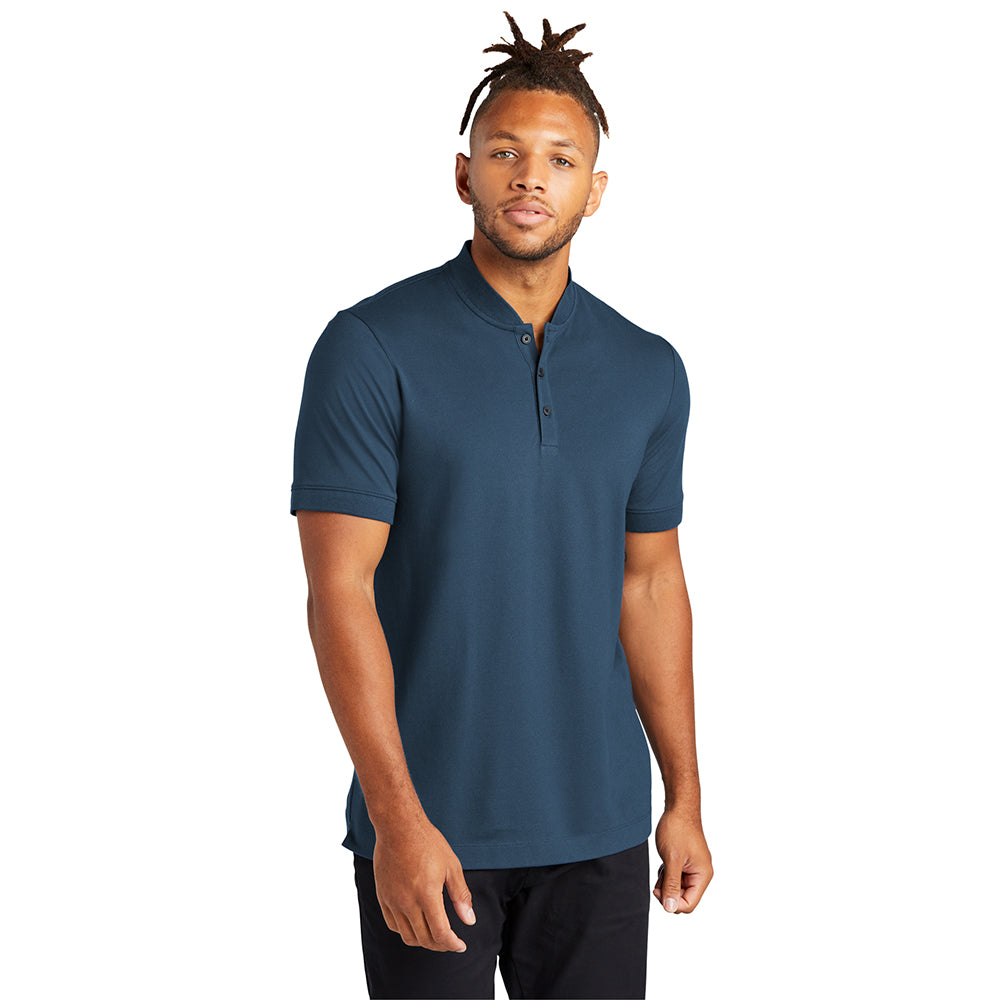 Mercer+Mettle Stretch Pique Embroidered Henley - Night Navy Blue