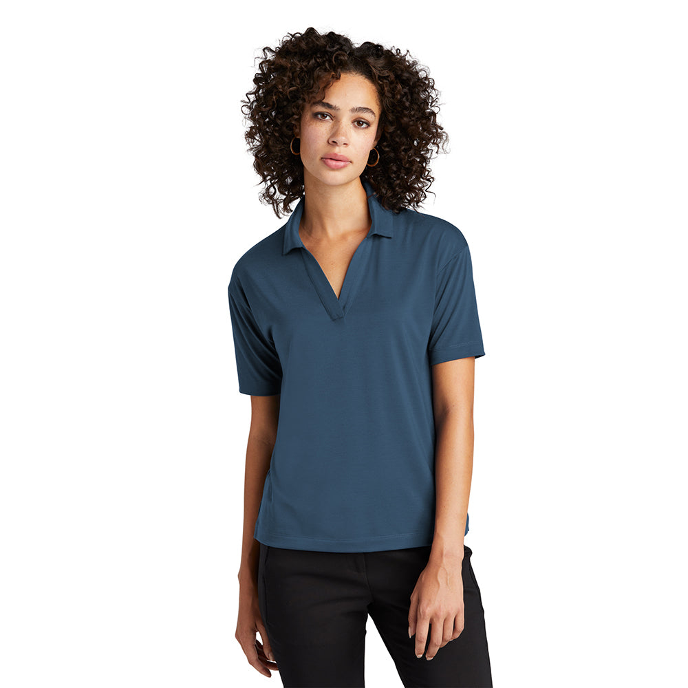 MERCER+METTLE Women’s Stretch Jersey Embroidered Polo - Insignia Blue