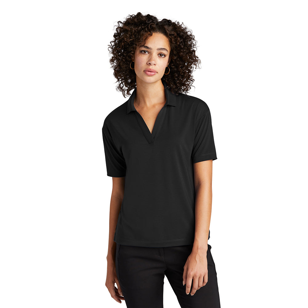 MERCER+METTLE Women’s Stretch Jersey Embroidered Polo - Night Navy Blue (PMS 532C)