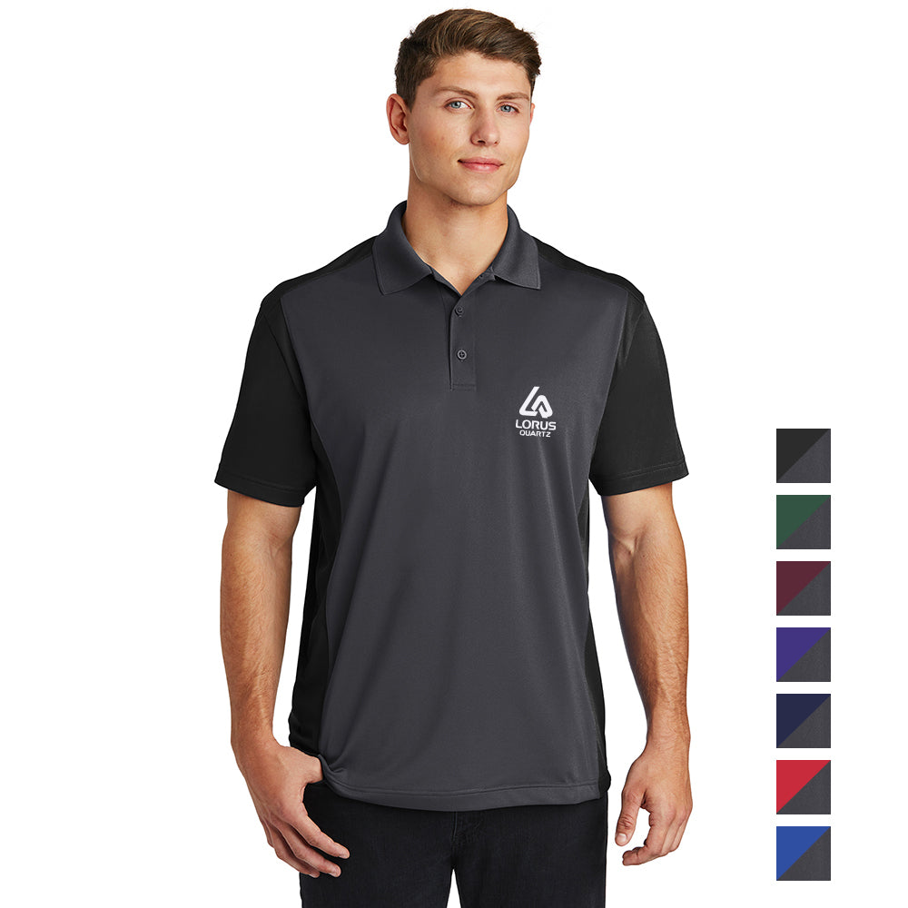 Sport-Tek Colorblock Micropique Sport-Wick Embroidered Polo - Iron Grey/Black