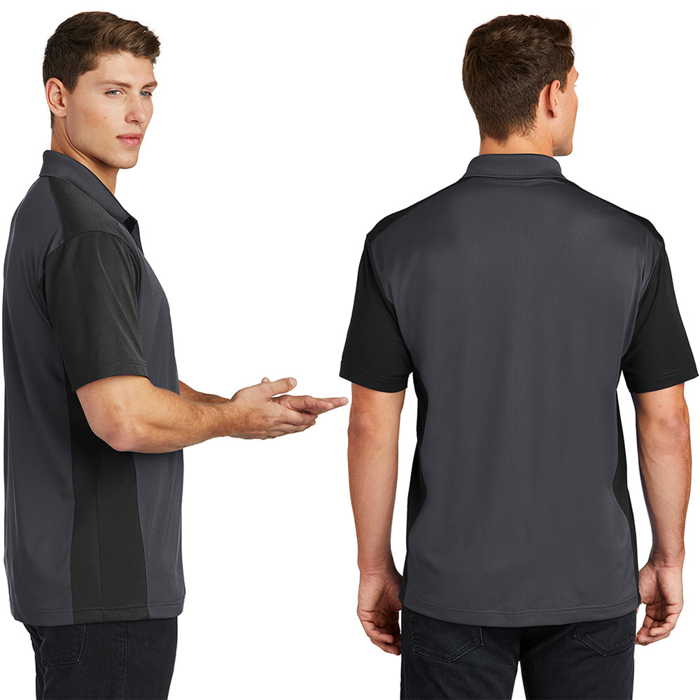 Sport-Tek Colorblock Micropique Sport-Wick Embroidered Polo - Iron Grey/Forest Green