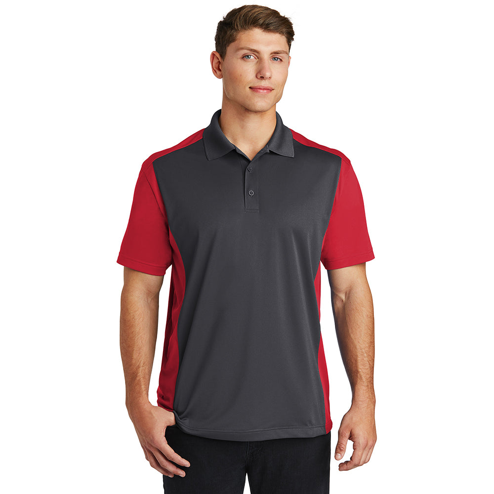 Sport-Tek Colorblock Micropique Sport-Wick Embroidered Polo - Iron Grey/Purple