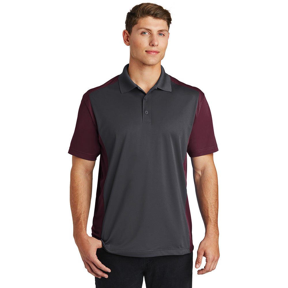 Sport-Tek Colorblock Micropique Sport-Wick Embroidered Polo - Iron Grey/True Royal Blue