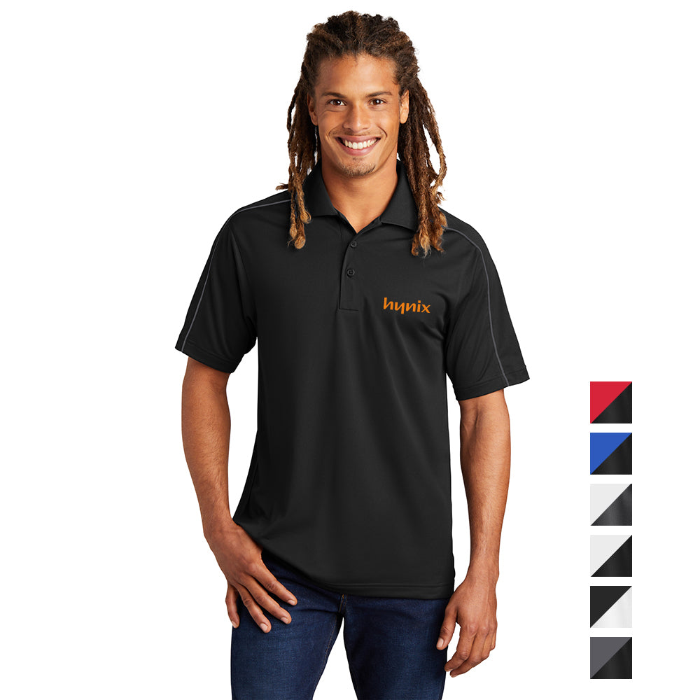 Sport-Tek Micropique Sport-Wick Piped Embroidered Polo - Black/Iron Grey