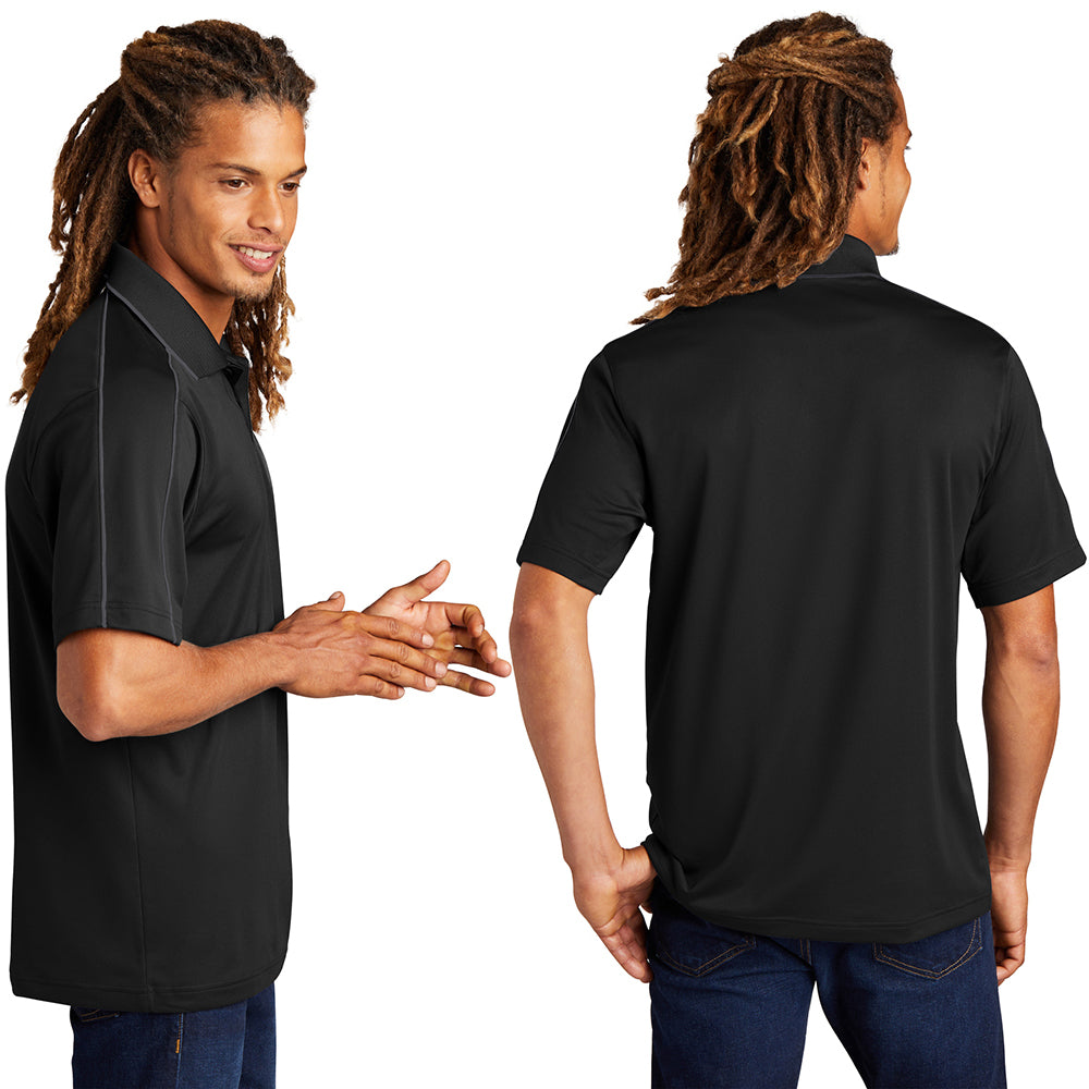 Sport-Tek Micropique Sport-Wick Piped Embroidered Polo - Black/True Red