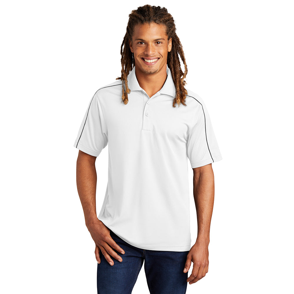 Sport-Tek Micropique Sport-Wick Piped Embroidered Polo - Black/True Royal Blue