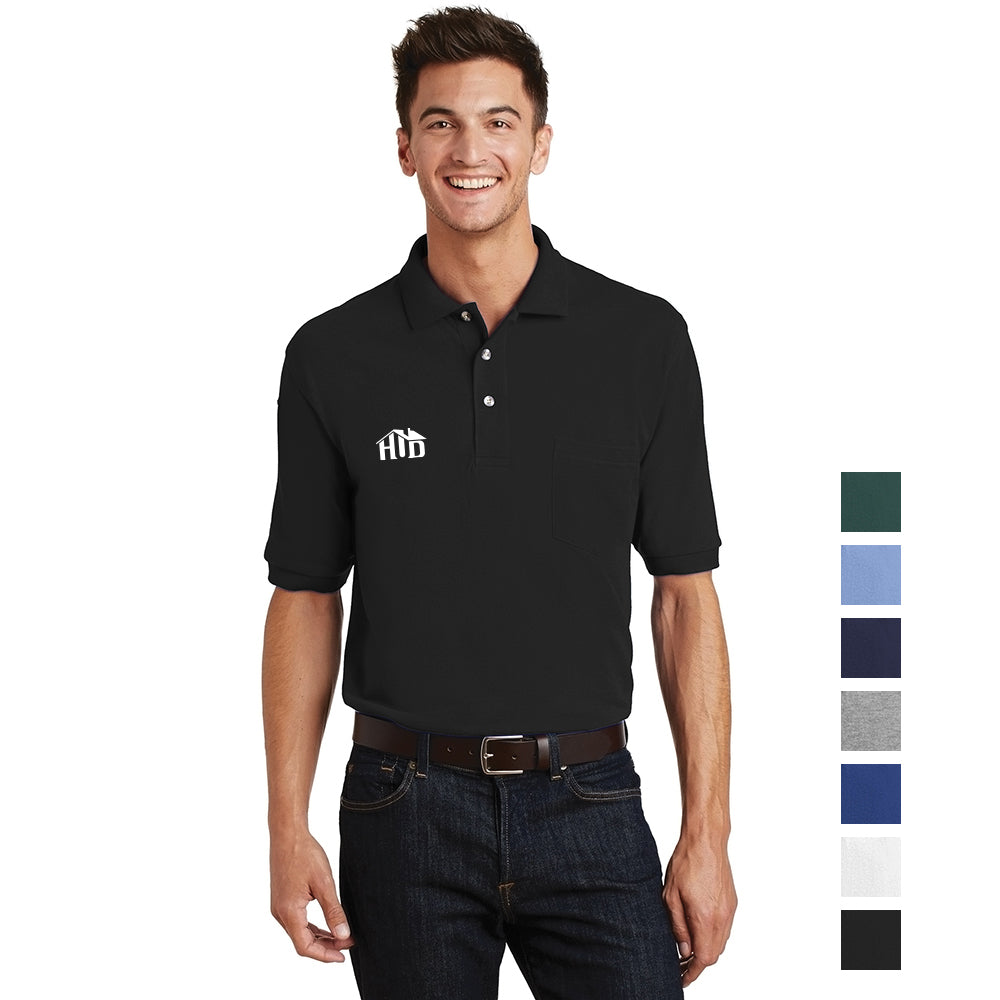 Port Authority Heavyweight Cotton Pique Embroidered Polo with Pocket