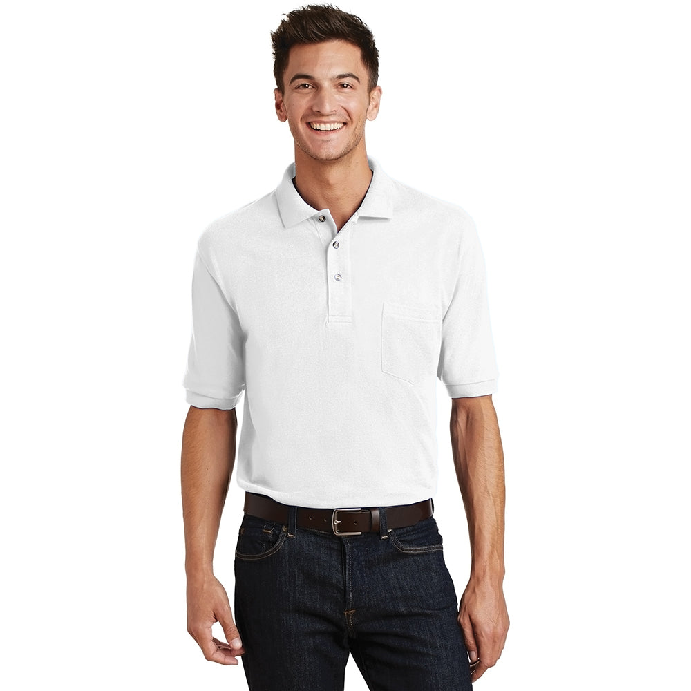 Port Authority Heavyweight Cotton Pique Embroidered Polo with Pocket