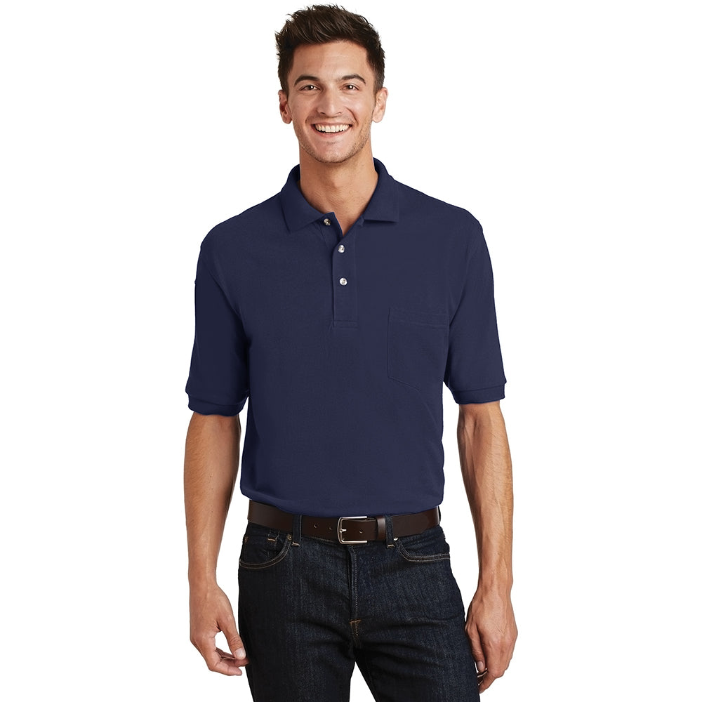 Port Authority Heavyweight Cotton Pique Embroidered Polo with Pocket