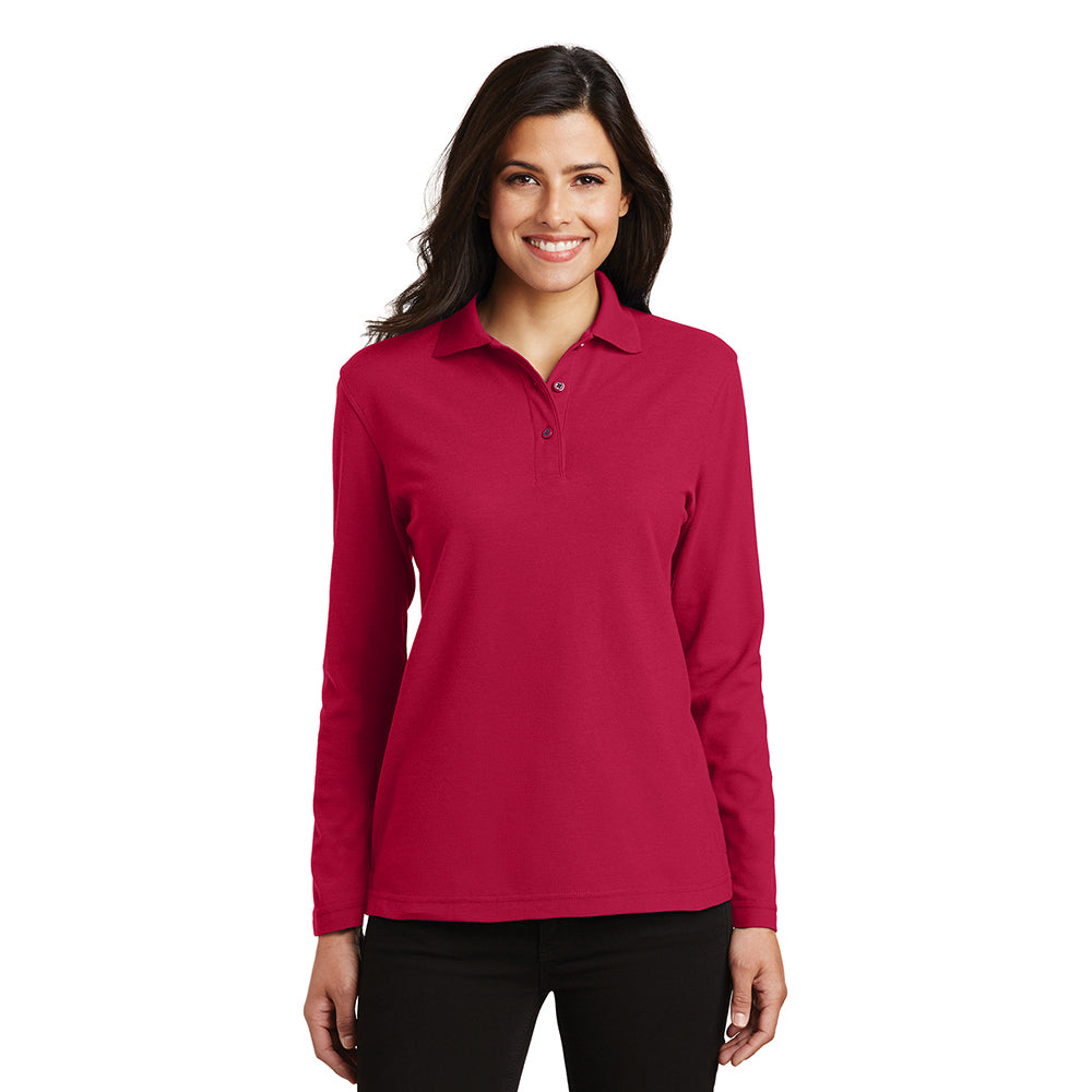 Port Authority Women's Silk Touch Long Sleeve Embroidered Polo