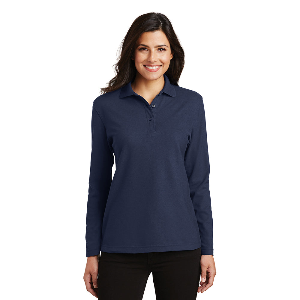 Port Authority Women's Silk Touch Long Sleeve Embroidered Polo