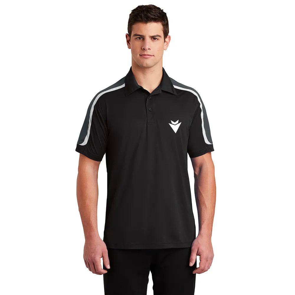 Sport-Tek Tricolor Shoulder Micropique Sport-Wick Embroidered Polo – True Royal/Black/White (PMS 7687C)