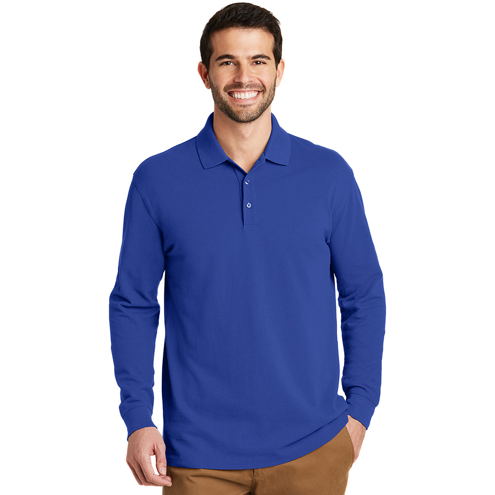 Port Authority EZCotton Long Sleeve Embroidered Polo