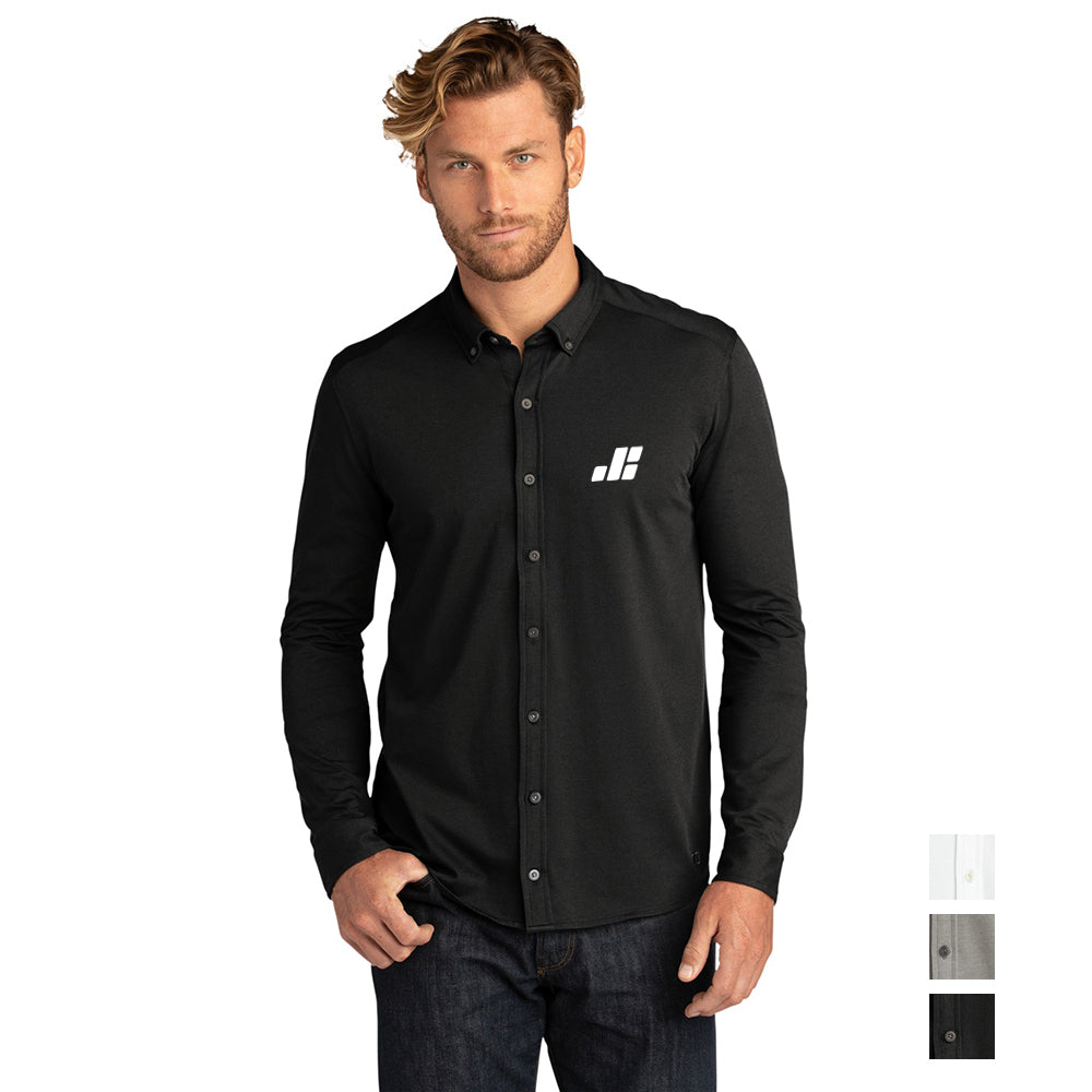 OGIO Code Stretch Embroidered Long Sleeve Button-Up – Tarmac Grey Heather (PMS 7540C)