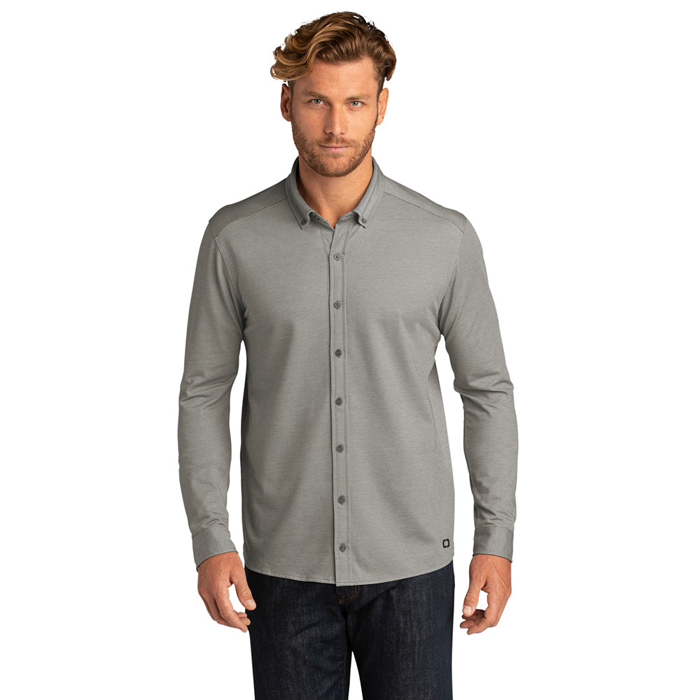 OGIO Code Stretch Embroidered Long Sleeve Button-Up