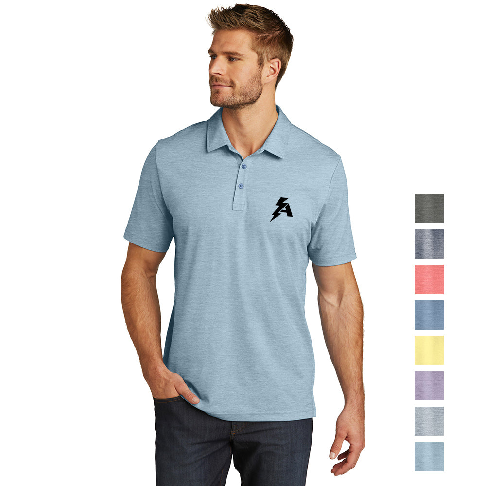 TravisMathew Oceanside Heather Embroidered Polo – Quiet Shade Grey Heather (PMS COOL GREY 10C)