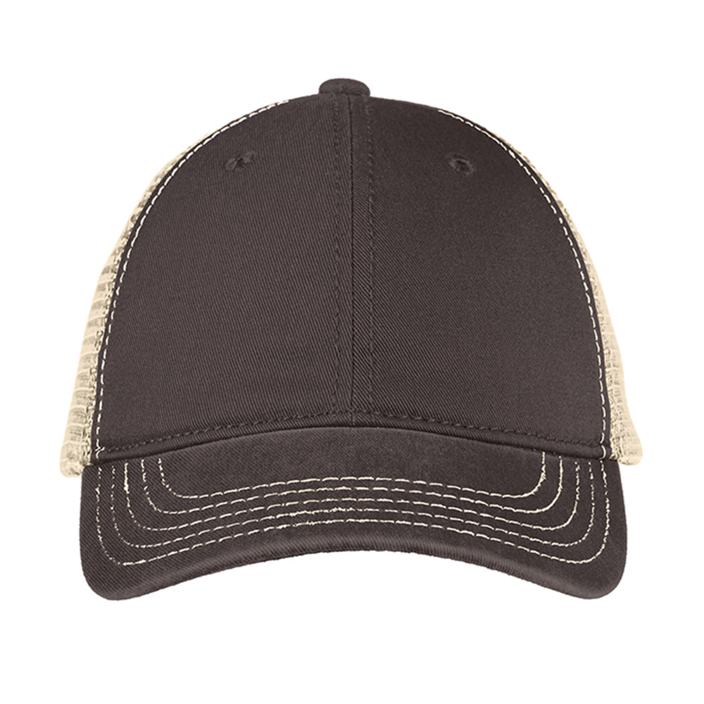 District Super Soft Mesh Back Embroidered Cap - Chocolate Brown/Stone White