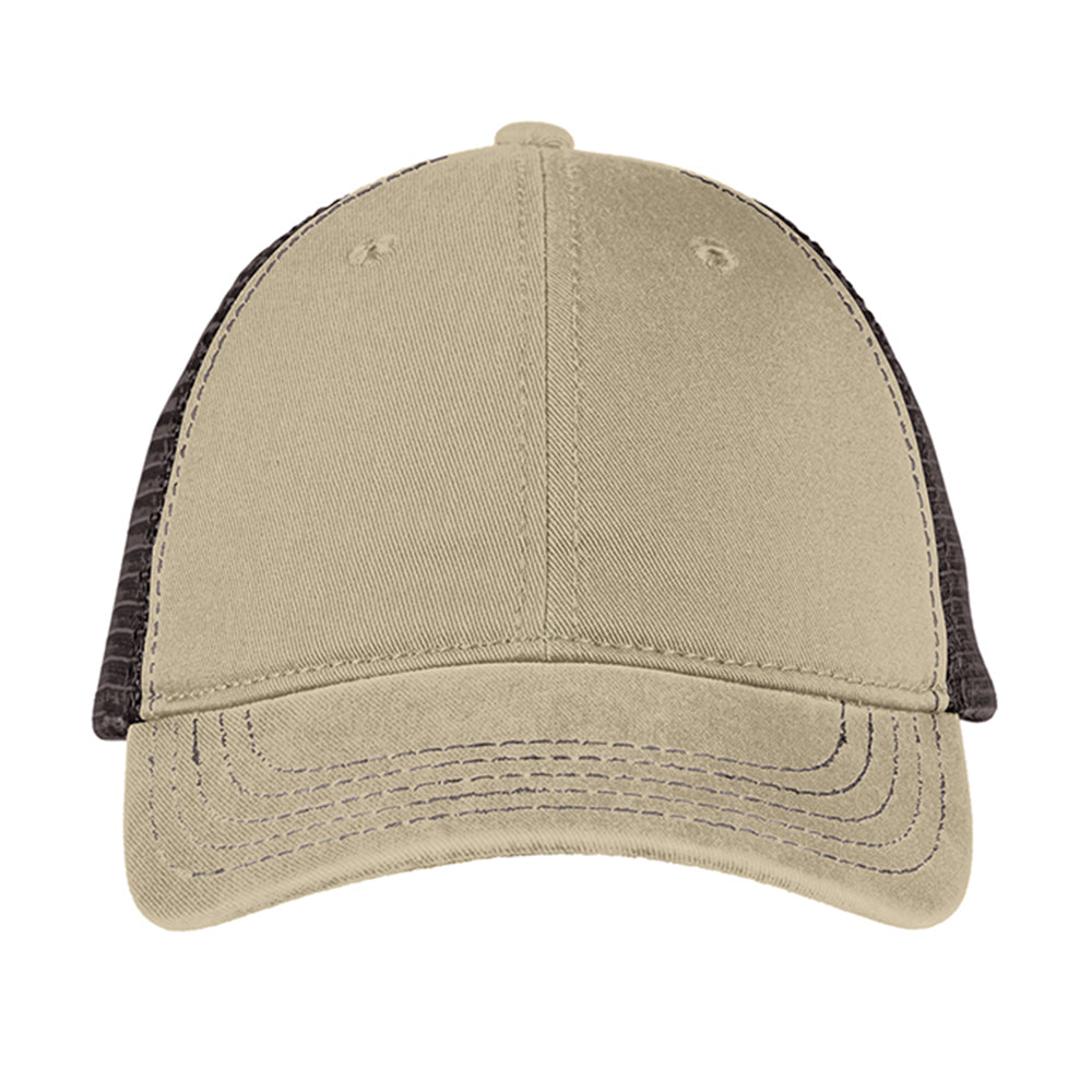 District Super Soft Mesh Back Embroidered Cap - Khaki Beige/Chocolate Brown