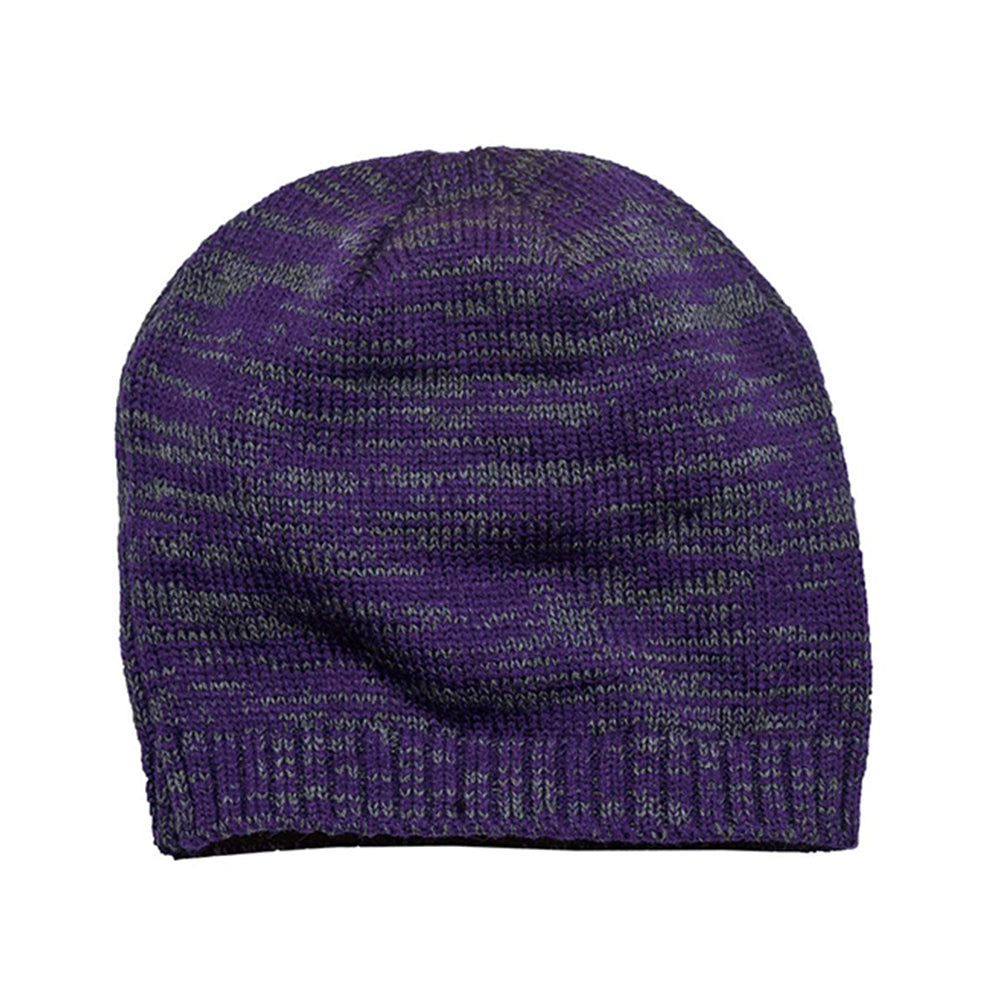 District Spaced-Dyed Embroidered Beanie - Purple/Charcoal Grey