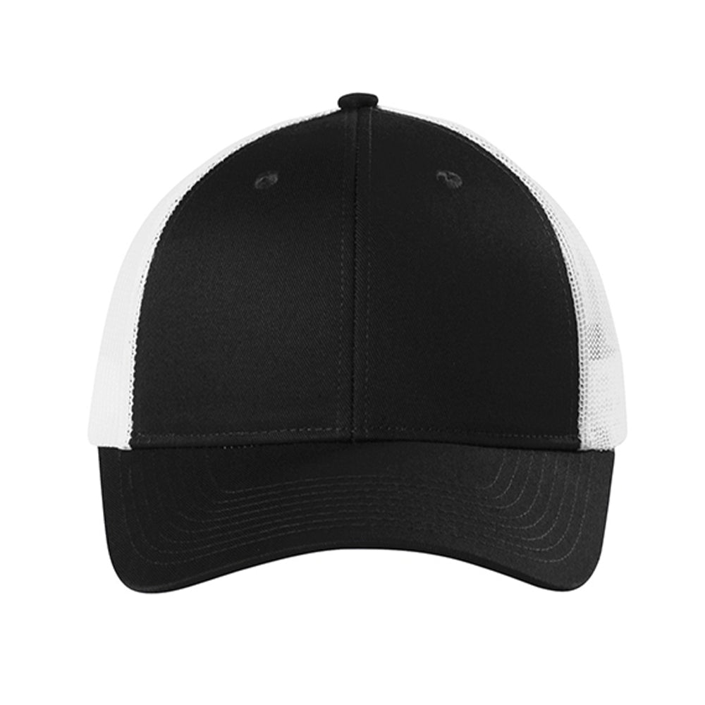 Port Authority Low-Profile Snapback Trucker Embroidered Cap - Black/White