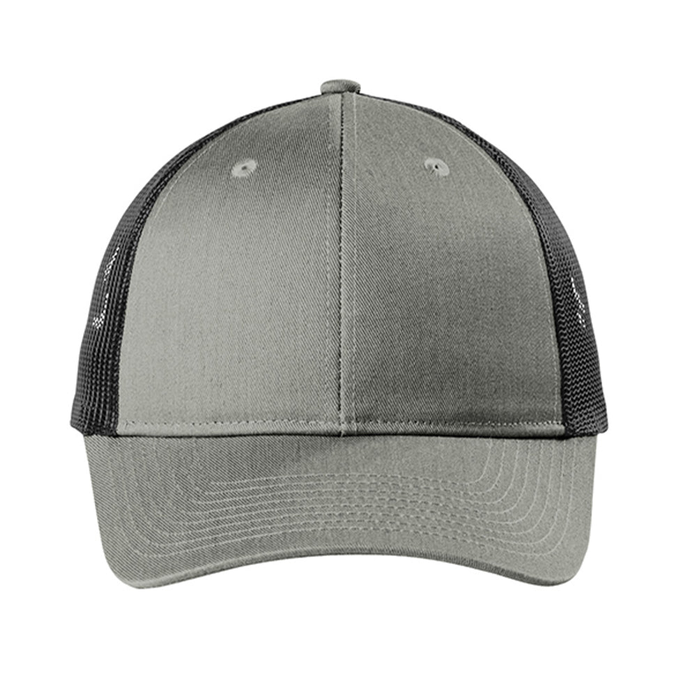 Port Authority Low-Profile Snapback Trucker Embroidered Cap - Heather Grey/Black
