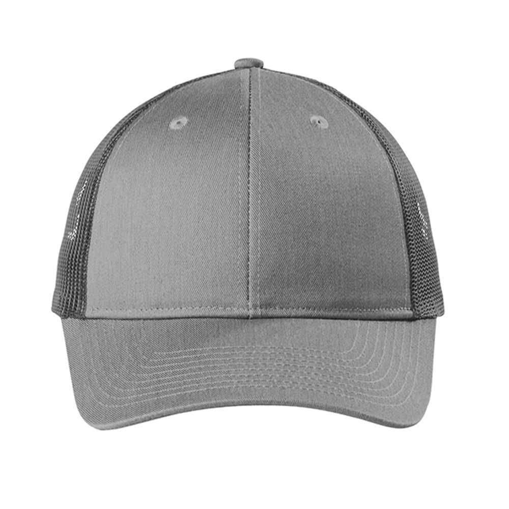 Port Authority Low-Profile Snapback Trucker Embroidered Cap - Heather Grey/Grey Steel