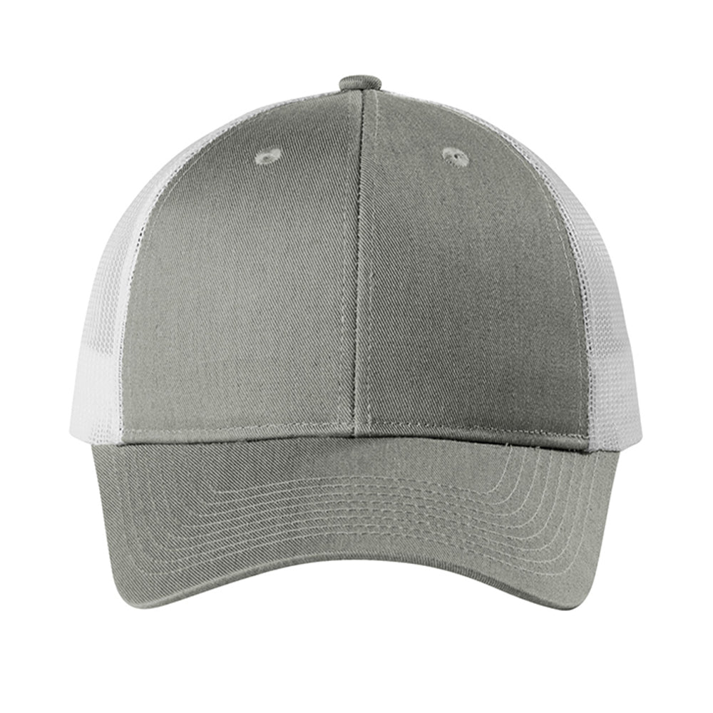 Port Authority Low-Profile Snapback Trucker Embroidered Cap - Heather Grey/White