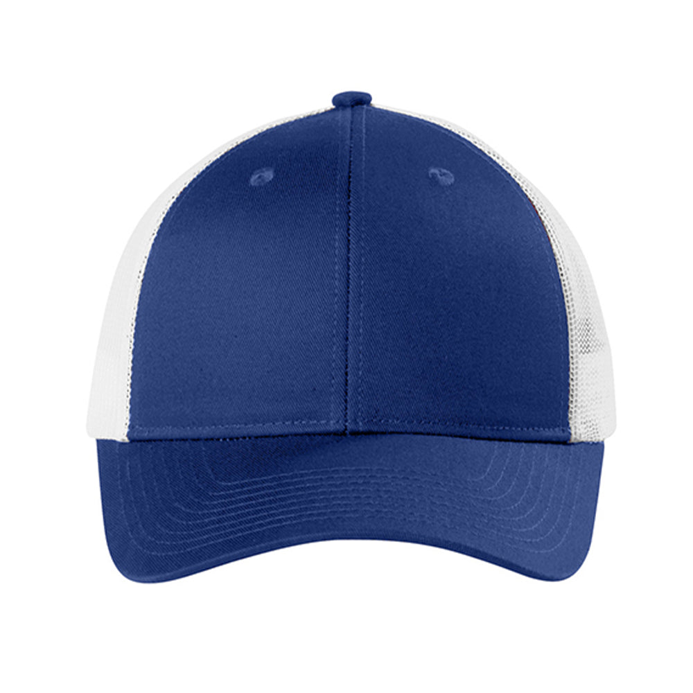 Port Authority Low-Profile Snapback Trucker Embroidered Cap - Patriot Blue/White