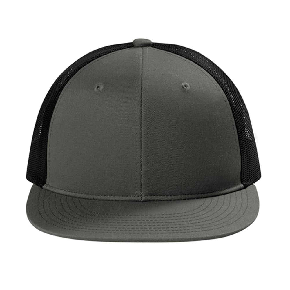 Port Authority Snapback Flat Bill Trucker Embroidered Cap - Grey Steel/Black
