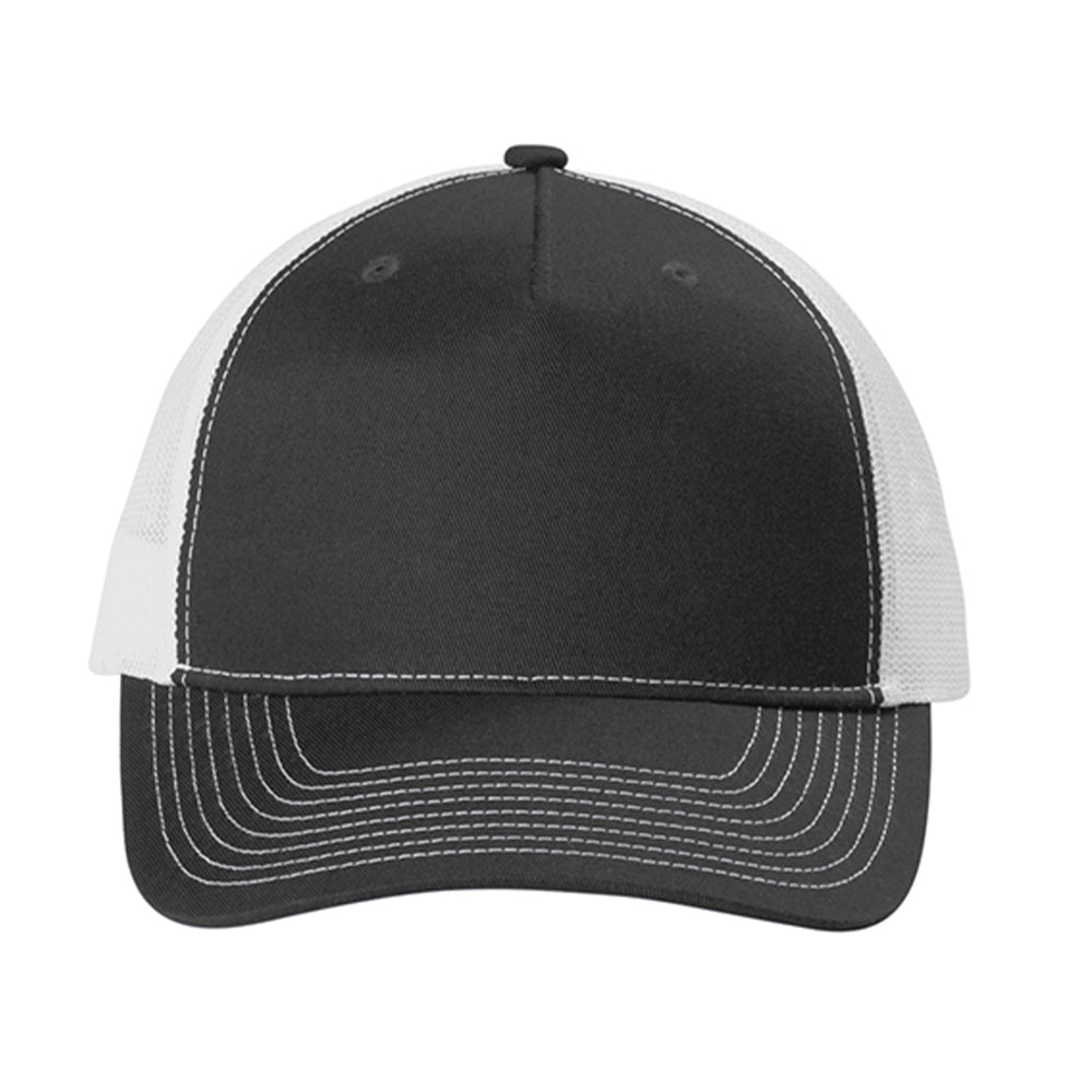 Port Authority Snapback Five-Panel Trucker Embroidered Cap - Grey Steel/White