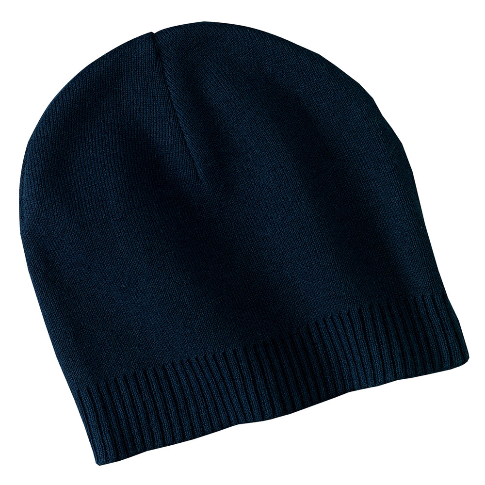 Port Authority 100% Cotton Embroidered Beanie - Navy Blue
