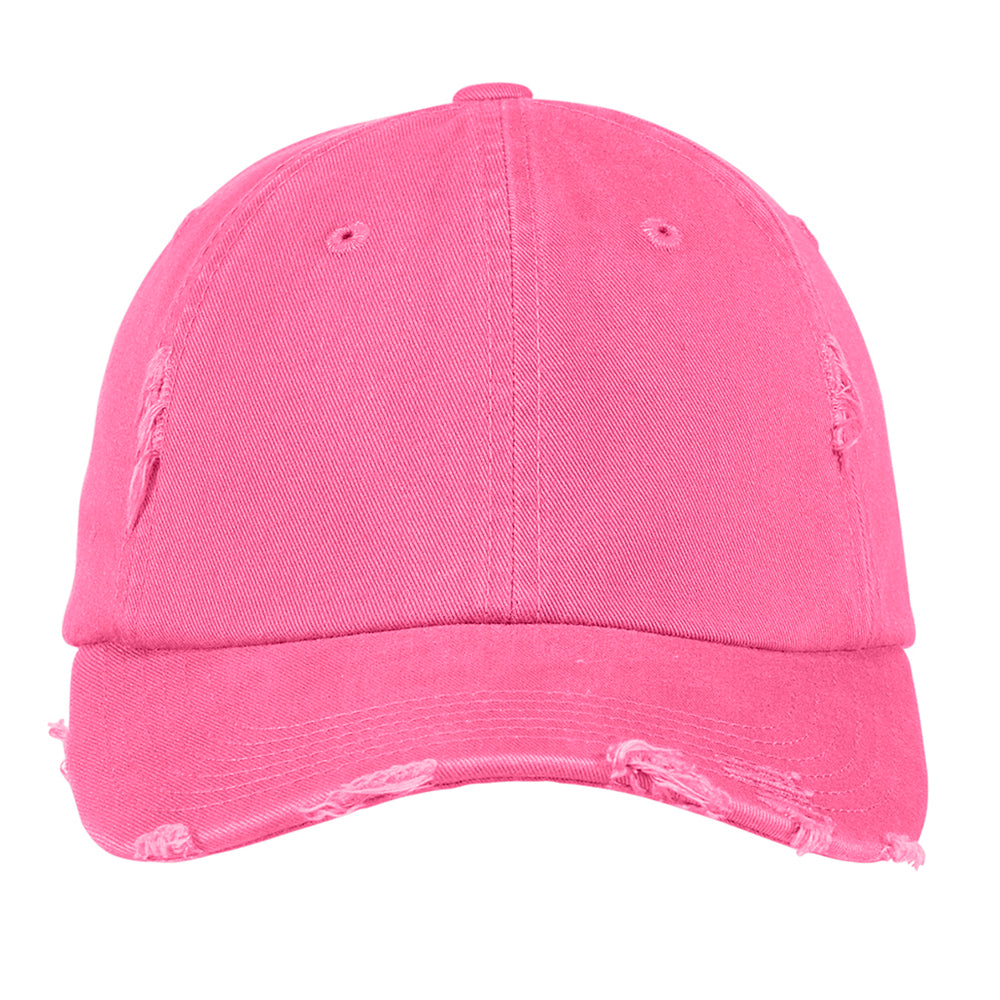 District Distressed Embroidered Cap - True Pink