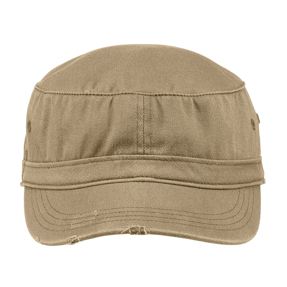 District Distressed Embroidered Military Hat - Khaki