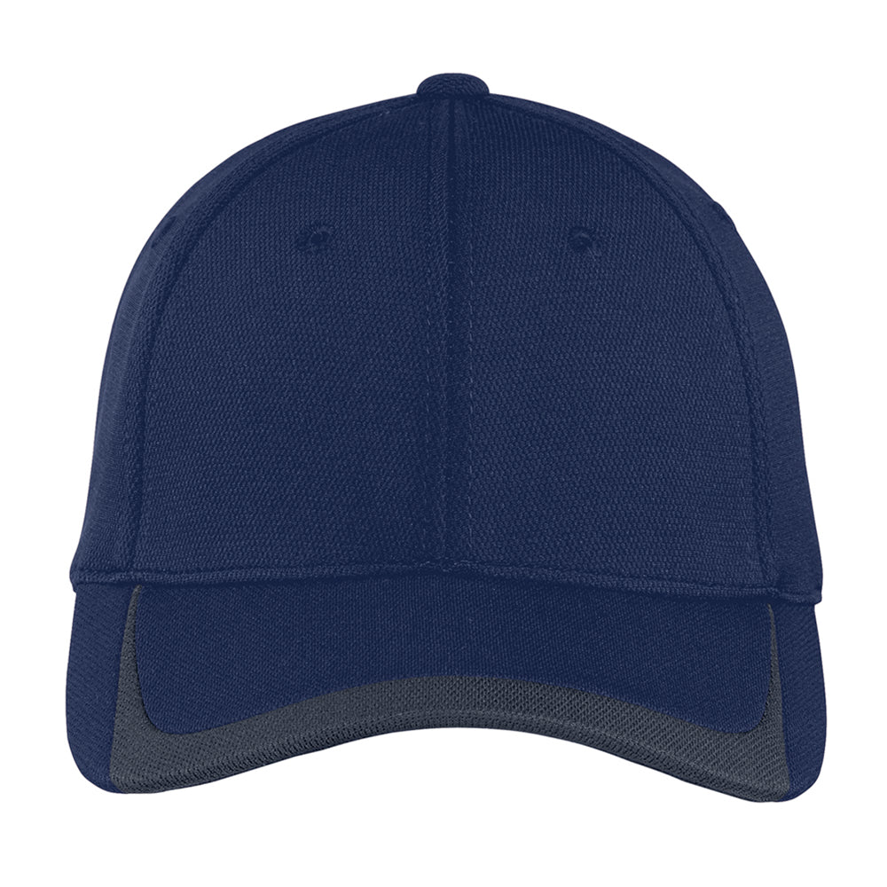 Sport-Tek Pique Colorblock Embroidered Cap - True Navy Blue/Graphite Grey (PMS 533C)