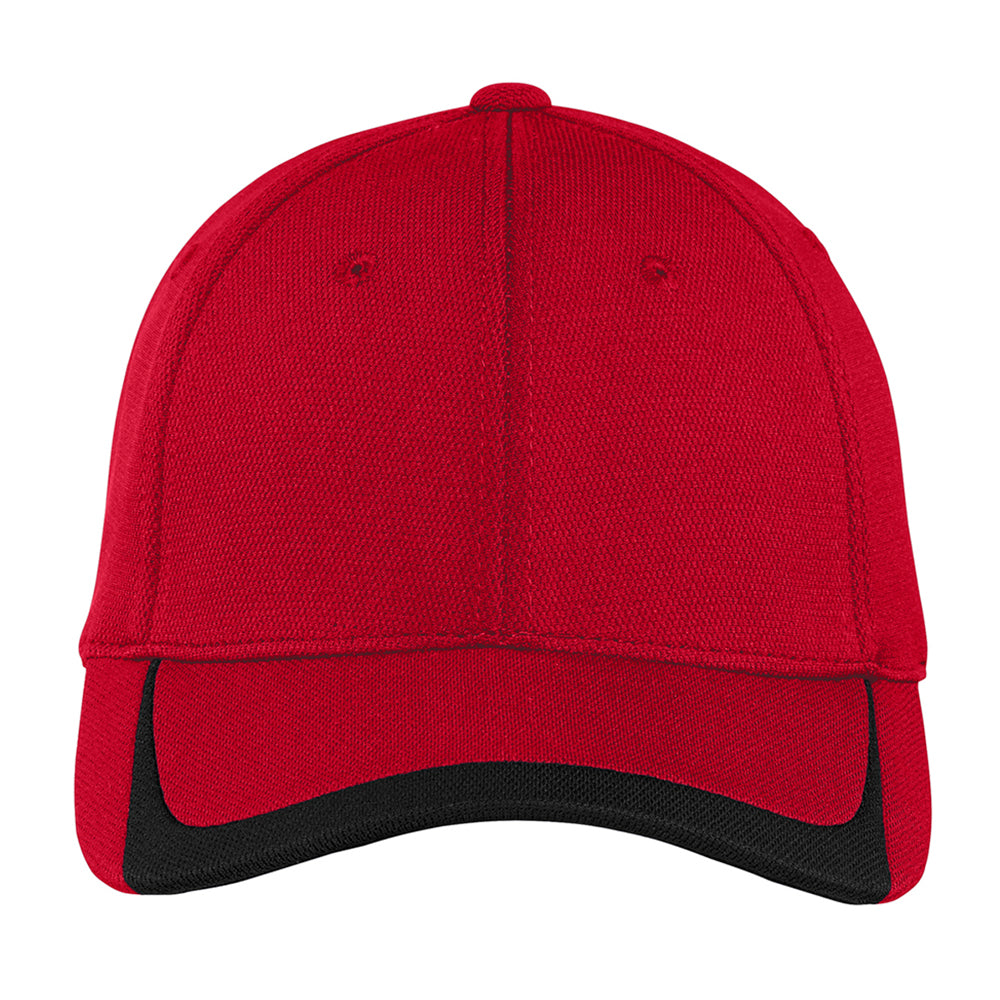 Sport-Tek Pique Colorblock Embroidered Cap - True Red/Black (PMS 200C)