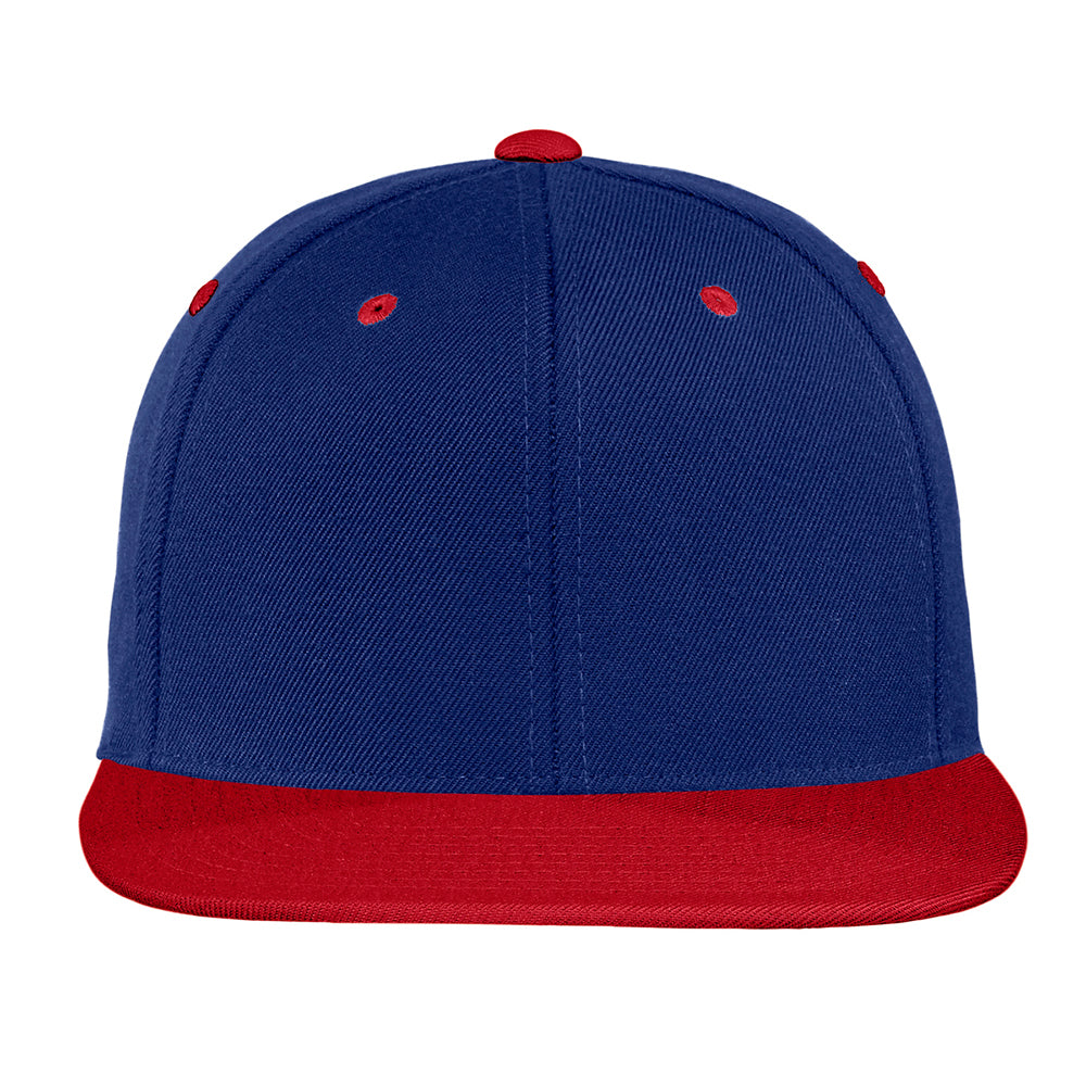 Sport-Tek Yupoong Flat Bill Snapback Embroidered Cap - True Royal Blue/True Red (PMS 2758 C)